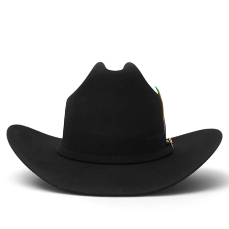 Sombrero Vaquero Stone Hats 100X de Lana Fina Negro San Judas– Horma El Fantasma con Plumas - Tombstone