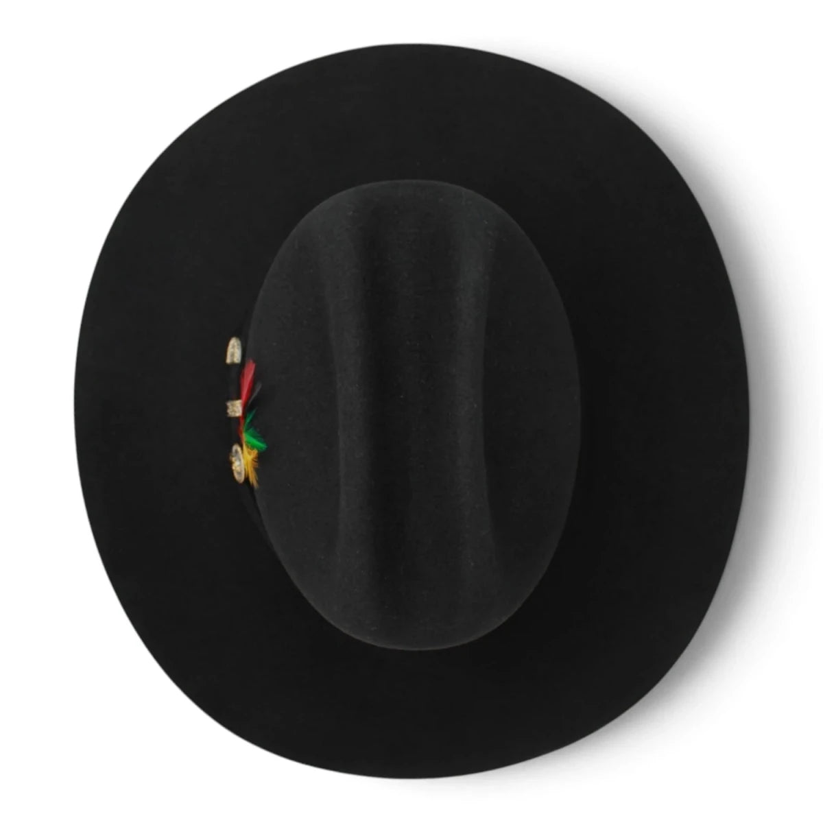 Sombrero Vaquero Stone Hats 100X de Lana Fina Negro San Judas– Horma El Fantasma con Plumas - Tombstone