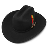 Sombrero Vaquero Stone Hats 100X de Lana Fina Negro San Judas– Horma Sinaloa con Plumas - Tombstone