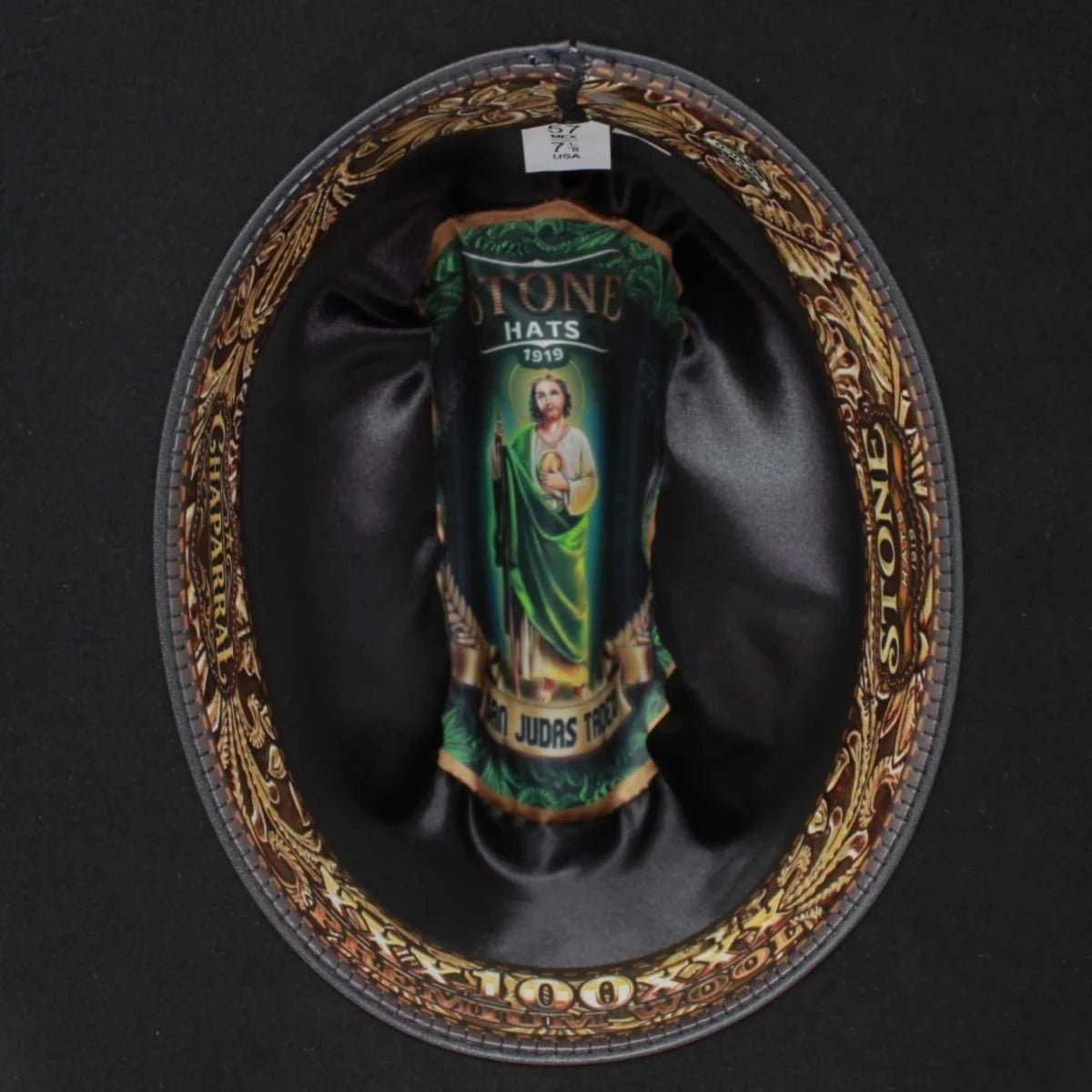 Sombrero Vaquero Stone Hats 100X de Lana Fina Negro San Judas– Horma Sinaloa con Plumas - Tombstone