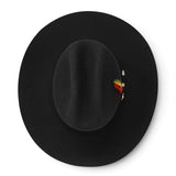 Sombrero Vaquero Stone Hats 100X de Lana Fina Negro San Judas– Horma Sinaloa con Plumas - Tombstone