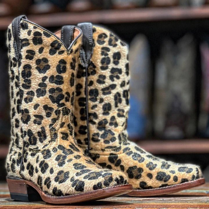 Tanner Mark Girl's Leather Square Toe Boots - Leopard Cowgirl - 5 Tanner Mark Girl's Leather Square Toe Boots - Leopard Cowgirl - 5