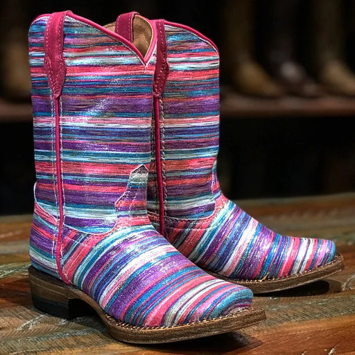 Tanner Mark Girl's Leather Square Toe Boots - Serape 2.0 Pink - Tanner Mark Boots