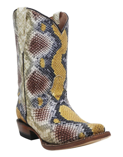 Tanner Mark Girl's Python Print Square Toe Boots - Victoria - Tanner Mark Boots