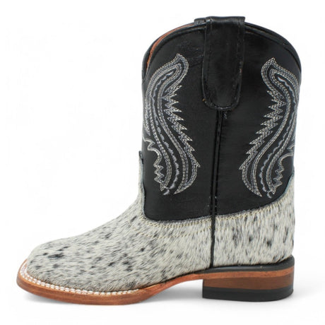 Tanner Mark Kids Leather Square Toe Boots Cow Hair Black - Tanner Mark Boots