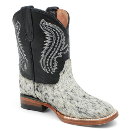 Tanner Mark Kids Leather Square Toe Boots Cow Hair Black - Tanner Mark Boots