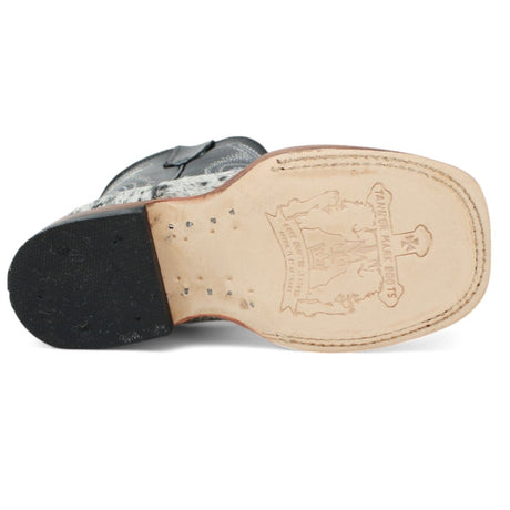 Tanner Mark Kids Leather Square Toe Boots Cow Hair Black - Tanner Mark Boots