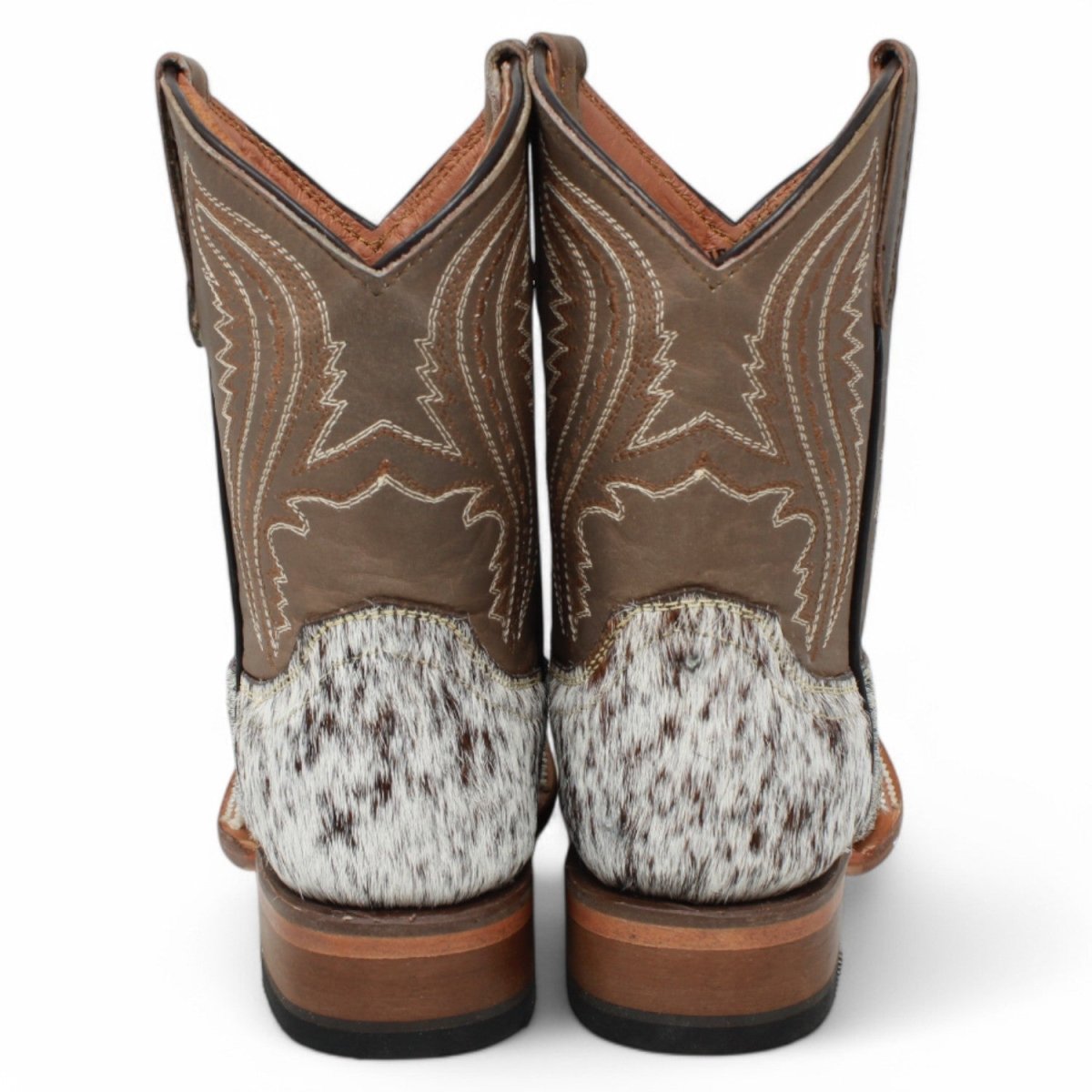 Tanner Mark Kids Leather Square Toe Boots Cow Hair Brown - Tanner Mark Boots
