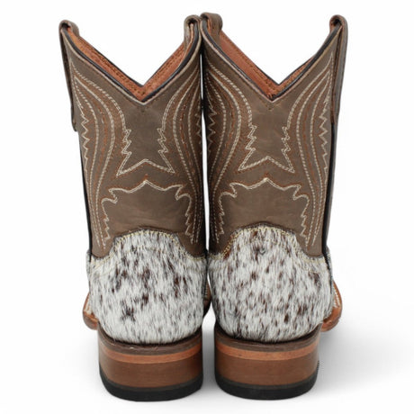 Tanner Mark Kids Leather Square Toe Boots Cow Hair Brown - Tanner Mark Boots