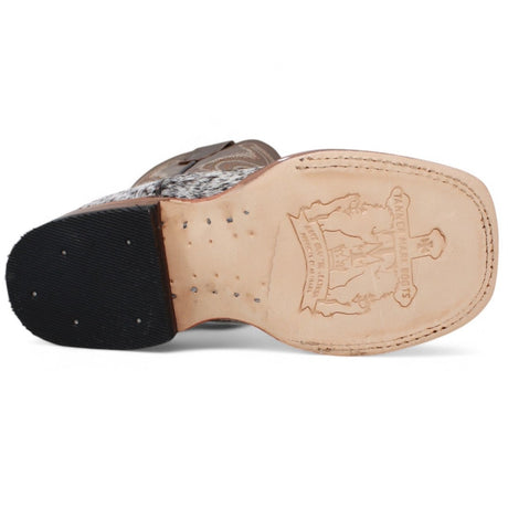 Tanner Mark Kids Leather Square Toe Boots Cow Hair Brown - Tanner Mark Boots