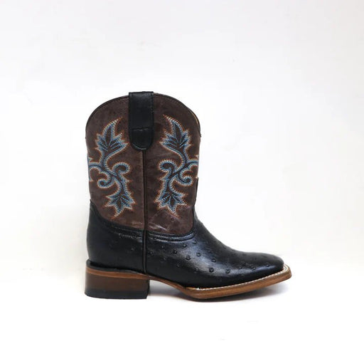 Tanner Mark Kid's Ostrich Print Square Toe Boots - Duke - Tanner Mark Boots