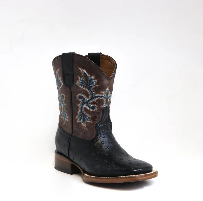 Tanner Mark Kid's Ostrich Print Square Toe Boots - Duke - Tanner Mark Boots