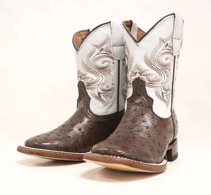 Tanner Mark Kid's Ostrich Print Square Toe Boots - Shane - Tanner Mark Boots