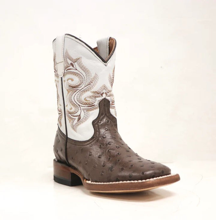 Tanner Mark Kid's Ostrich Print Square Toe Boots - Shane - Tanner Mark Boots