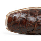 Tanner Mark Men's Genuine Monster Fish Leather Square Toe Boots Chocolate TMX201307 - Tanner Mark Boots