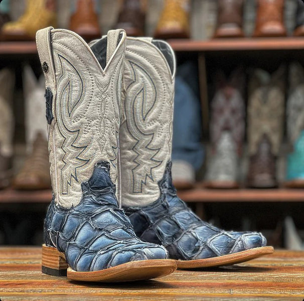 Blue pirarucu boots store