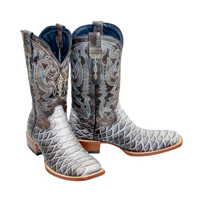 Tanner Mark Men's Paxton Python Print Square Toe Boots Natural TM205551 - Tanner Mark Boots