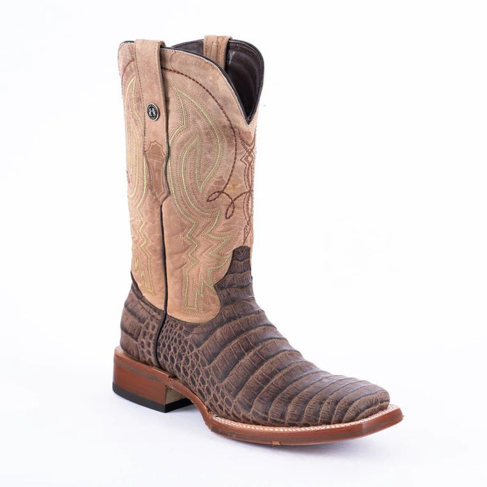 Tanner Mark Men's Print Caiman Belly Square Toe Boots Brown - Tanner Mark Boots