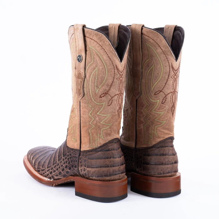 Tanner Mark Men's Print Caiman Belly Square Toe Boots Brown - Tanner Mark Boots