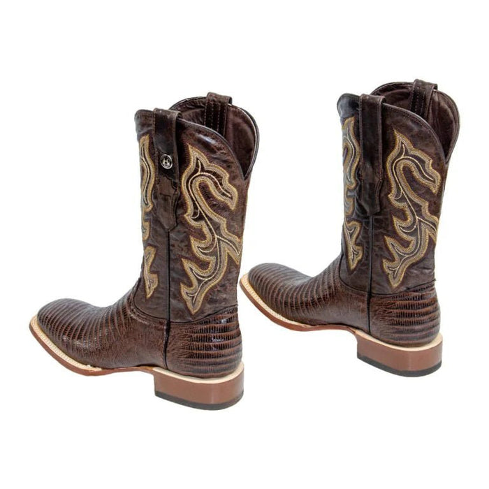 Tanner Mark Men's Print Lizard Leather Square Toe Boots Brown - Tanner Mark Boots