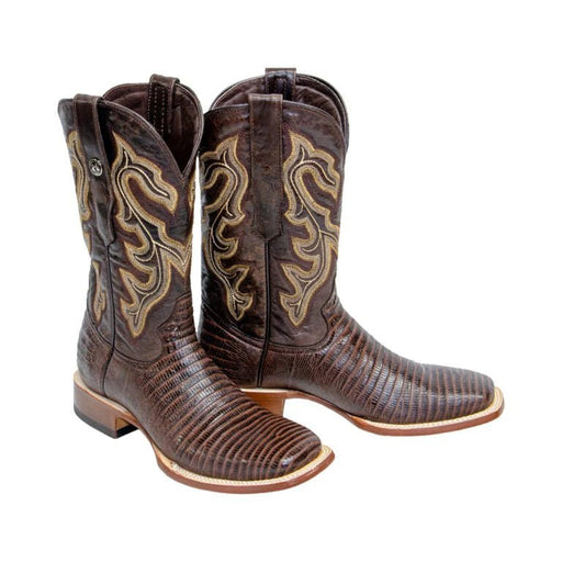 Tanner Mark Men's Print Lizard Leather Square Toe Boots Brown - Tanner Mark Boots