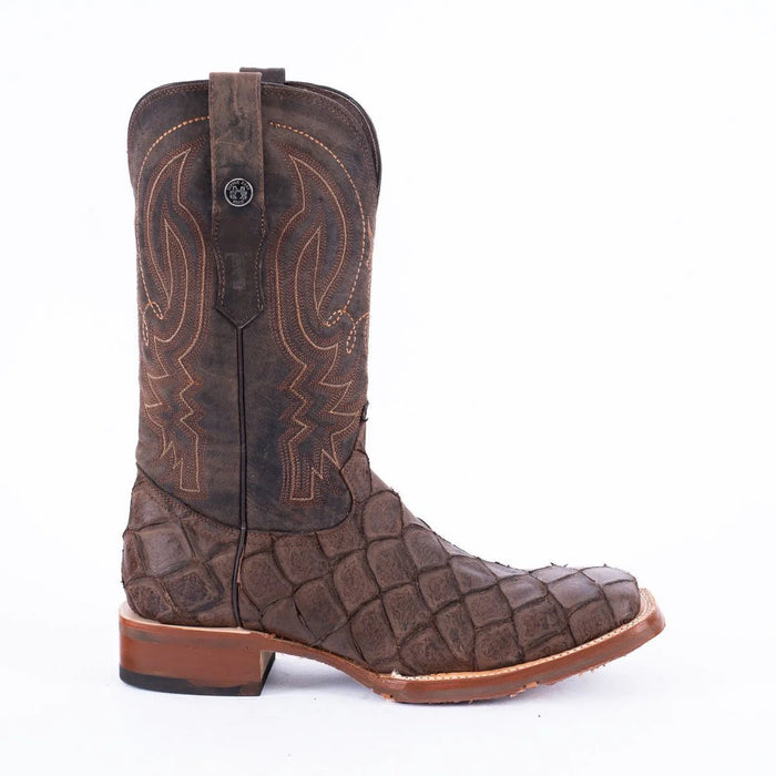 Tanner Mark Men's Print Monster Fish Square Toe Boots Brown TM205588 - Tanner Mark Boots