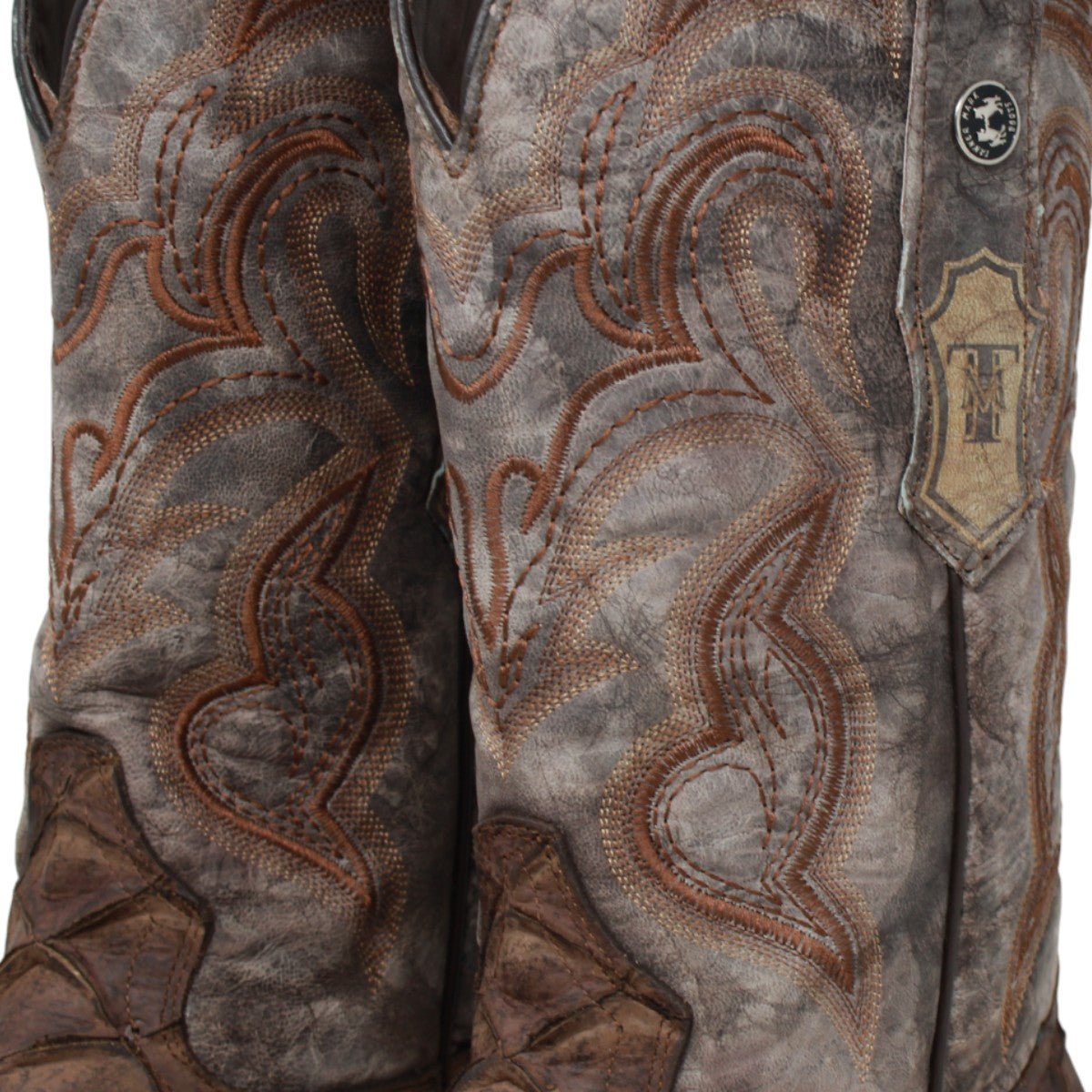 Tanner Mark Men's Print Monster Fish Square Toe Boots Nicotine TM205559 - Tanner Mark Boots