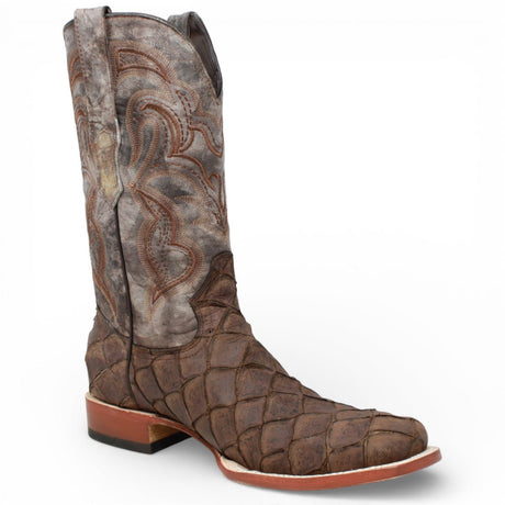 Tanner Mark Men's Print Monster Fish Square Toe Boots Nicotine TM205559 - Tanner Mark Boots