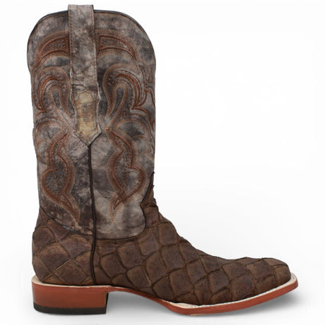 Tanner Mark Men's Print Monster Fish Square Toe Boots Nicotine TM205559 - Tanner Mark Boots