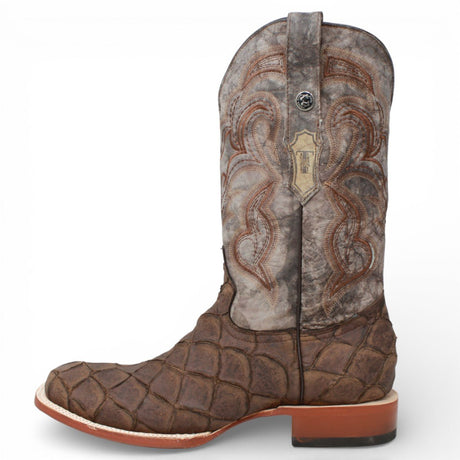 Tanner Mark Men's Print Monster Fish Square Toe Boots Nicotine TM205559 - Tanner Mark Boots