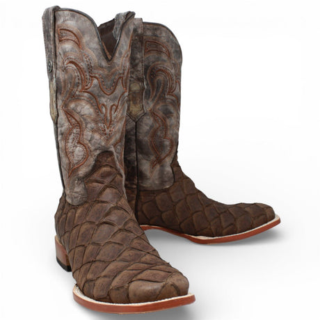 Tanner Mark Men's Print Monster Fish Square Toe Boots Nicotine TM205559 - Tanner Mark Boots