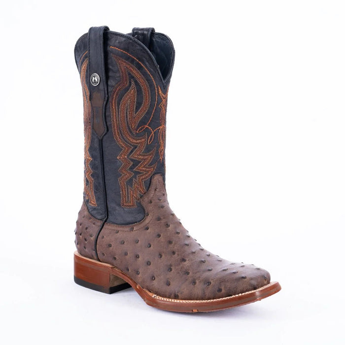 Tanner Mark Men's Print Ostrich Square Toe Boots Brown - Tanner Mark Boots