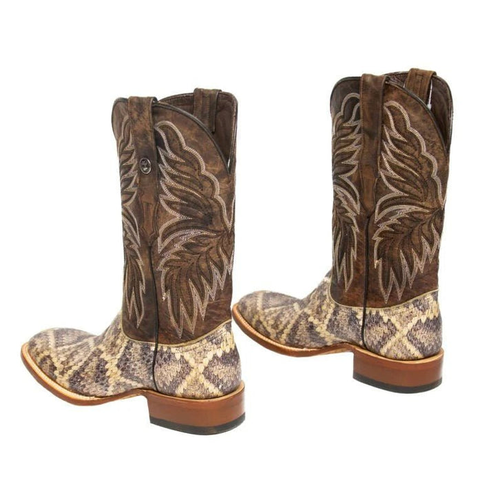 Tanner Mark Men's Rattlesnake Print Square Toe Boots Natural TM205563 - Tanner Mark Boots