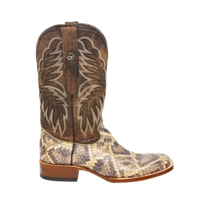 Tanner Mark Men's Rattlesnake Print Square Toe Boots Natural TM205563 - Tanner Mark Boots