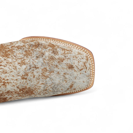 Tanner Mark Women's Annie Full Hair On Cowhide Square Toe Boots - Honey & White - Tanner Mark Boots