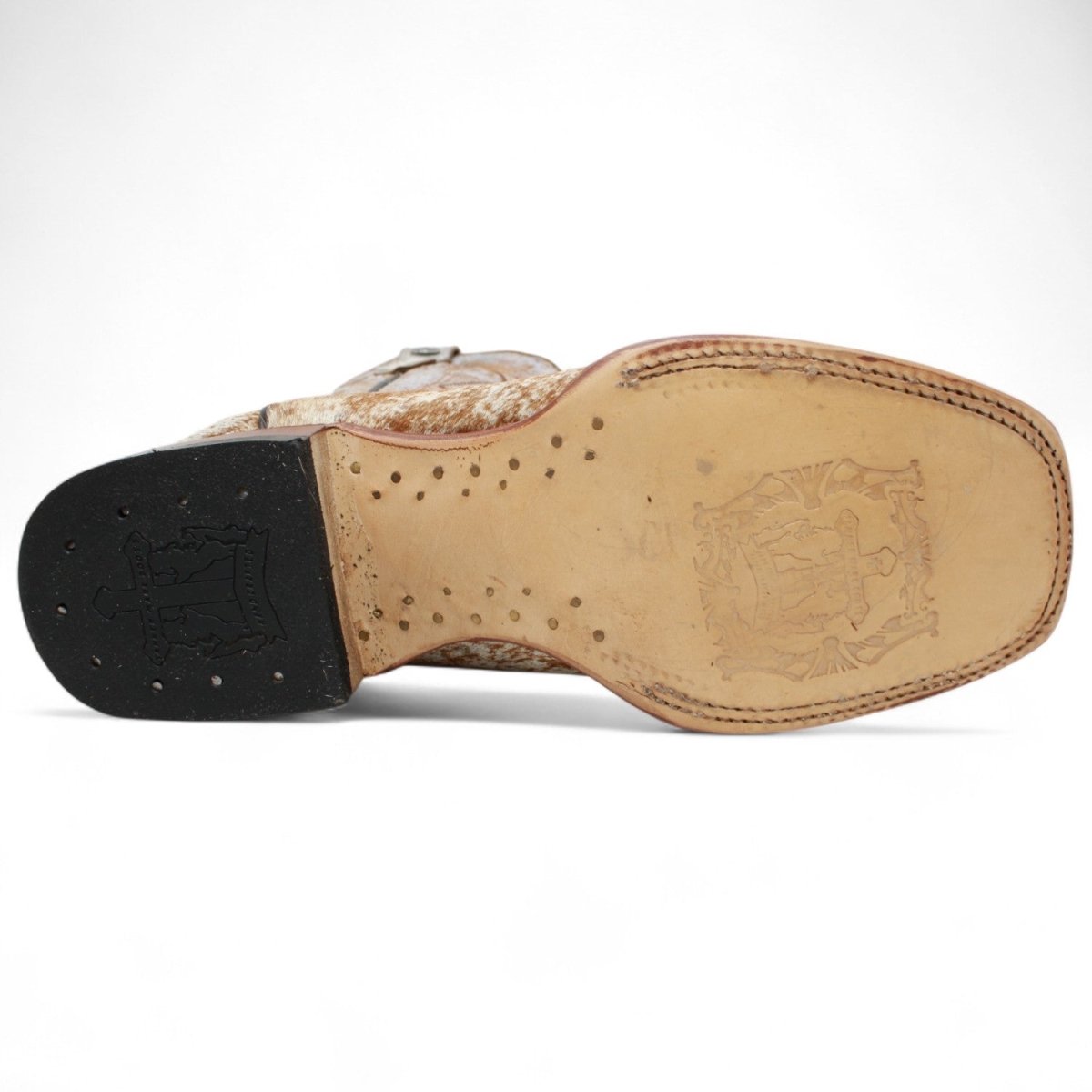 Tanner Mark Women's Annie Full Hair On Cowhide Square Toe Boots - Honey & White - Tanner Mark Boots