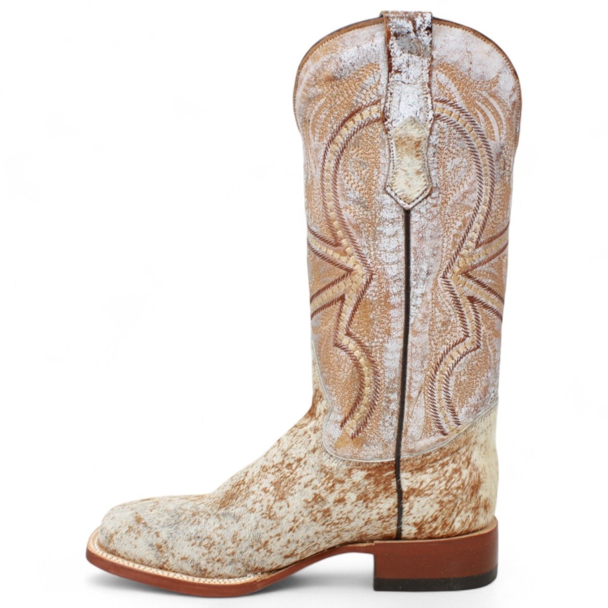 Tanner Mark Women's Annie Full Hair On Cowhide Square Toe Boots - Honey & White - Tanner Mark Boots