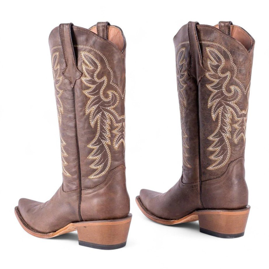 Tanner Mark Women's Classic Calf Snip Toe Leather Boots Brown - Tanner Mark Boots