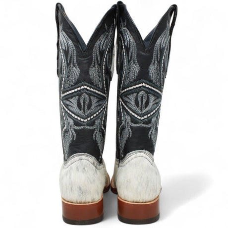 Tanner Mark Women's Full Hair On Cowhide Square Toe Boots - Black & White - Tanner Mark Boots