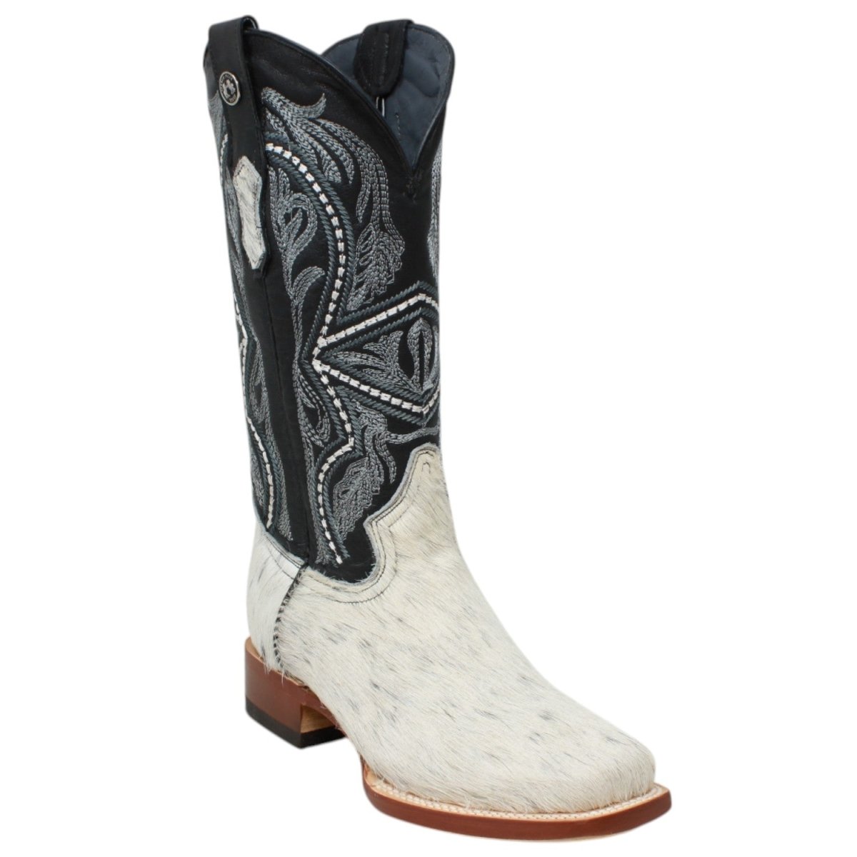 Tanner Mark Women's Full Hair On Cowhide Square Toe Boots - Black & White - Tanner Mark Boots
