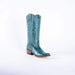 Tanner Mark Women's Hand Tooled Square Toe Leather Boots Turquoise - Tanner Mark Boots