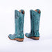 Tanner Mark Women's Hand Tooled Square Toe Leather Boots Turquoise - Tanner Mark Boots