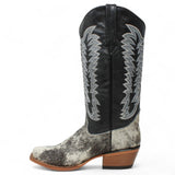Tanner Mark Women's Olene Full Hair On Cowhide Square Toe Boots - Salt & Pepper - Tanner Mark Boots