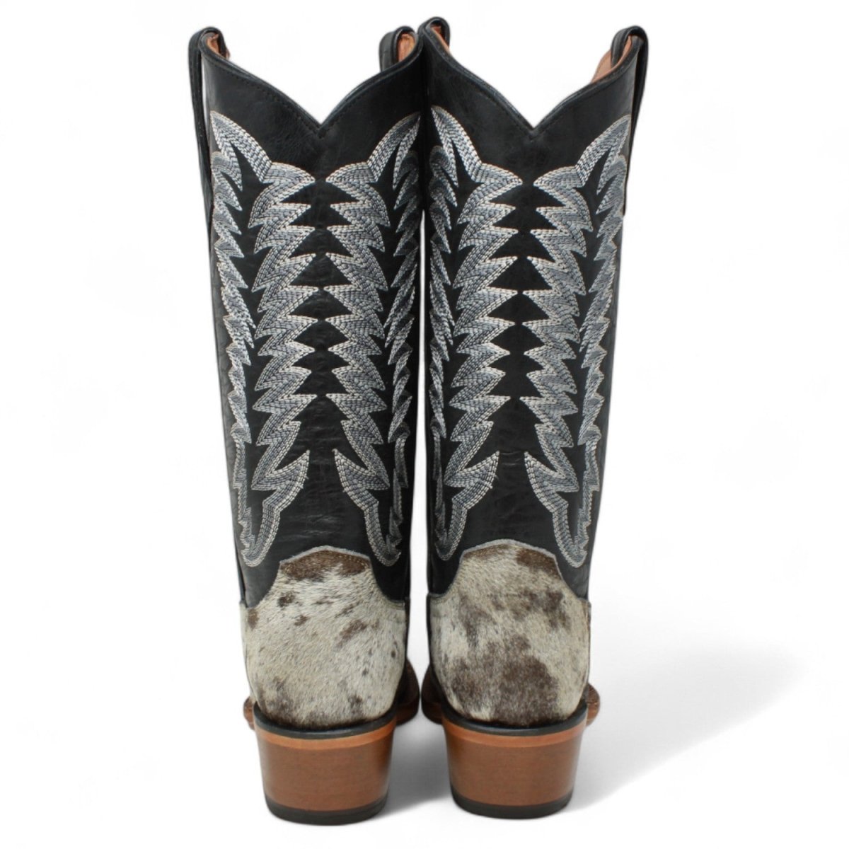 Tanner Mark Women's Olene Full Hair On Cowhide Square Toe Boots - Salt & Pepper - Tanner Mark Boots