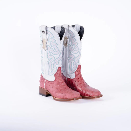 Tanner Mark Women's Ostrich Print Square Toe Boots Pink - Tanner Mark Boots