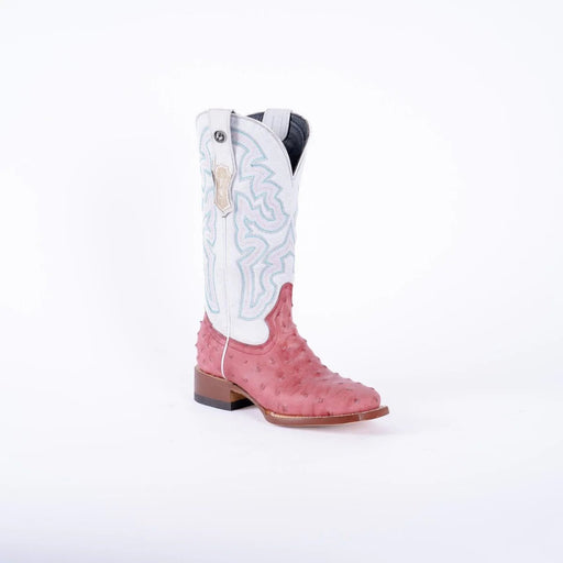 Tanner Mark Women's Ostrich Print Square Toe Boots Pink - Tanner Mark Boots