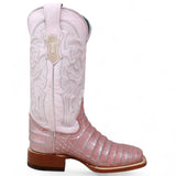 Tanner Mark Women's Print Caiman Belly Square Toe Boots Light Pink - Tanner Mark Boots