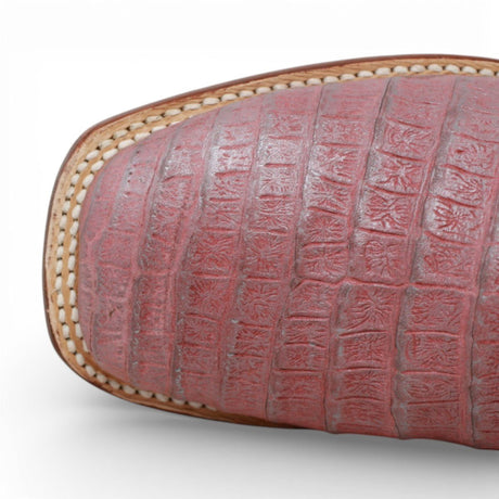 Tanner Mark Women's Print Caiman Belly Square Toe Boots Light Pink - Tanner Mark Boots