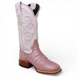 Tanner Mark Women's Print Caiman Belly Square Toe Boots Light Pink - Tanner Mark Boots