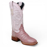 Tanner Mark Women's Print Caiman Belly Square Toe Boots Light Pink - Tanner Mark Boots